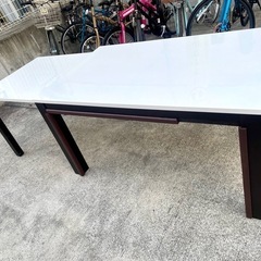 シギヤマ家具 伸長式 ダイニングテーブル ホワイト&ブラウン 中古 家具 仙台 買取 の画像