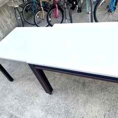 シギヤマ家具 伸長式 ダイニングテーブル ホワイト&ブラウン 中古 家具 仙台 買取 の画像
