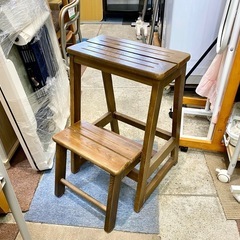 踏み台 2段 ステップチェア 木製 コンパクト イス 省スペース...
