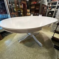 売約済み【お持ち帰り限定大特価！！】【池上店】　IKEA イケア　ダイニングテーブル　伸縮式　伸長式　テーブル　ホワイト　INGATORP インガートルプ　ラウンドテーブル　の画像