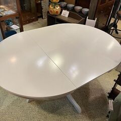 売約済み【お持ち帰り限定大特価！！】【池上店】　IKEA イケア　ダイニングテーブル　伸縮式　伸長式　テーブル　ホワイト　INGATORP インガートルプ　ラウンドテーブル　の画像