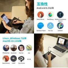 【美品】HUION HS64ペンタブレット(スマホでも使える)＋人体解剖学本セット の画像