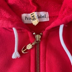 Private Label フード付きパーカー レッド　サイズM 昭和レトロの画像