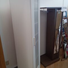 ★ジモティ割あり★  収納棚 ホワイト H180×D40×W42 クリーニング済み TK4104の画像
