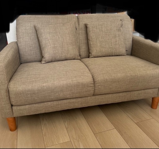 LOWYA ロウヤ ベルベット調の2人掛けソファ フェザークッション仕様