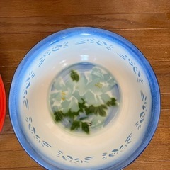 部屋に飾っていました‼️ホーロー風の大きな花柄洗面器‼️直径約36センチ‼️2個‼️の画像