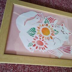可愛い猫の切り絵 額縁 猫グッズの画像
