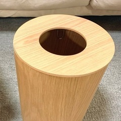 無印良品 MUJI　木製ごみ箱・袋止めワイヤー付 オーク材突板・丸型