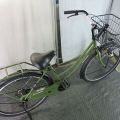 E11　★限定特価★ 中古自転車 【26インチ　軽快車　グリーン　6段　LEDダイナモライト 】の画像