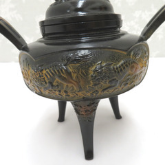 骨董・民芸品 高岡銅器 村田宏 香炉 香爐 三つ足 獅子 日展作家 【キモノオフ野々市若松店】の画像