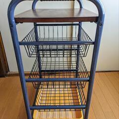 ワゴン　テーブル　3段ラック　キャスター付　カゴ　収納　家具の画像