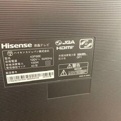 Hisense ハイセンス 43型 4K対応 液晶テレビ 43F60E 43インチの画像