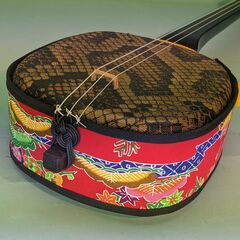 【新品未使用品】初心者入門 三線・三味線 紅型胴巻き(赤色)の画像