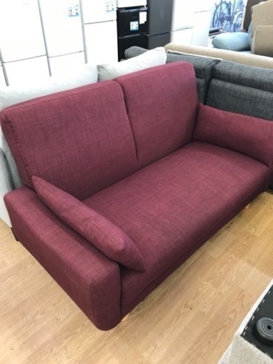 ★ジモティ割あり★2人掛けソファ　レッド　 H80×W150×D76　 クリーニング済み KJ7918