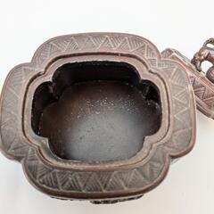 最終値下げ　美品　佐野宏采　彫金香炉　木瓜山水　お買い得の画像