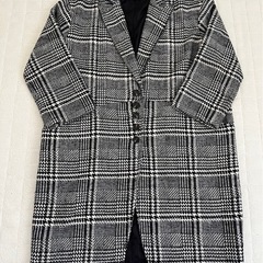 レディース チェック柄 ポケット付き コート グレー フリーサイズ