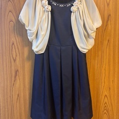 パーティドレス　紺色　ボレロ付き