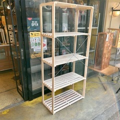 【武蔵小山店】 オープンシェルフ 高さ調節可能 4段 木製 軽量 ナチュラル 大容量 壁面収納 の画像