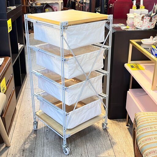 無印良品 スチールユニットシェルフ 帆布バスケット 引出し4段