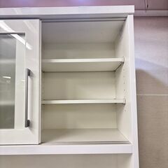  21790  上2段ソフトクローズ 2枚ガラス扉食器棚 キッチンボード 幅90 NITORI   ◆大阪市内・東大阪市他 6,000円以上ご購入で無料配達いたします！◆ ※高槻・枚方方面◆西宮・尼崎方面◆生駒方面　それぞれ条件付き無料配送あり！            の画像