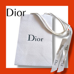 【極美品】送料無料　Dior ショップ袋 白レザー調 ショッパ　...