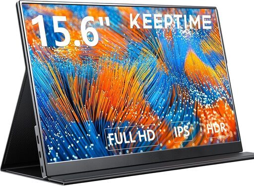 KEEPTIME モバイルモニター 15.6インチ 1920*1080 モバイルディスプレイ ポータブルモニター IPS液晶パネル 薄型 軽量 マグネット保護カバー付き USB Type-C ミニHDMI