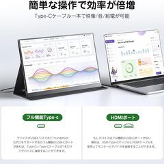 KEEPTIME モバイルモニター 15.6インチ 1920*1080 モバイルディスプレイ ポータブルモニター IPS液晶パネル 薄型 軽量 マグネット保護カバー付き USB Type-C ミニHDMIの画像