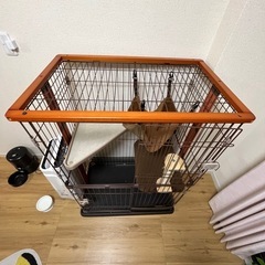 【あげます】猫 ケージ キャットサークル 2段 ボンビアルコン ウッドワンサークルの画像