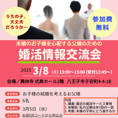 3/8（土）未婚のお子様を心配する父親のための婚活情報交流会