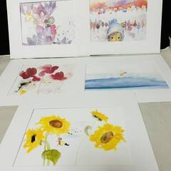 【R139】アートフレーム/額縁2点セット/賞状額/いわさきちひろ/絵画/ポスター/色紙額/壁飾り/壁掛け/インテリア/カレンダー/の画像