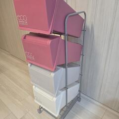中古品　縦型4段分別 ゴミ箱 84L