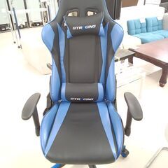 ★ジモティ割あり★  ゲーミングチェア ブルー×ブラック W70×D65×H131 クリーニング済み TC7035