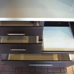 NITORI レンジボード RIPE90KB 幅88.5cm ダークブラウン ニトリ キッチン収納 食器棚 札幌市東区 新道東店の画像