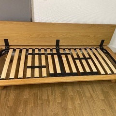 無印良品 【廃盤】ウォールナット ソファベッド ベージュ  オークの画像