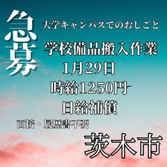 【急募！】1月29日の案件募集！超有名大学でのお仕事、その日に受...