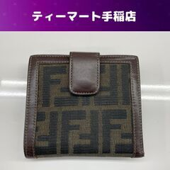 本物 FENDI ズッカ柄 キャンバス×レザー 札入れ 小銭入れ...