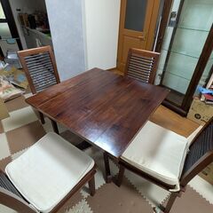 アジアンテイスト　ダイニングテーブルセット（バリ家具）