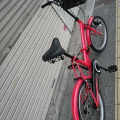 20吋 折り畳み自転車 シングル/レッドの画像