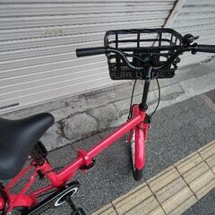 20吋 折り畳み自転車 シングル/レッドの画像
