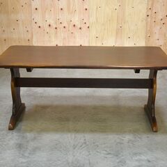 ≪yt1794ジ≫ 飛騨産業 4人用ダイニングテーブル 幅160cm 奥行90cm 高さ65cm HK374WPJTK キツツキマーク 高さ低め 中古家具/宮城県仙台市 70112-12 の画像