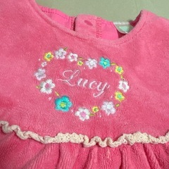 motherways ワンピース ピンク タオル地 刺繍 エプロン 80の画像