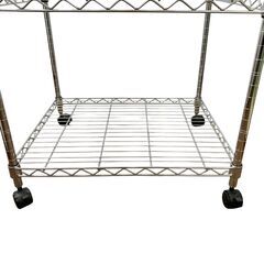 25C035_ジ 3段ハンガーパイプ付きメタルラック 家具 棚 ラック 衣類掛け 現状品 中古の画像