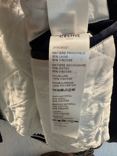 CELINE (セリーヌ) ヘビーサテンクロップドボンバージャケット ネイビー CELINE (セリーヌ) ヘビーサテンクロップドボンバージャケット