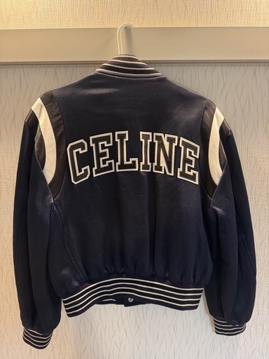 CELINE (セリーヌ) ヘビーサテンクロップドボンバージャケット ネイビー CELINE (セリーヌ) ヘビーサテンクロップドボンバージャケット