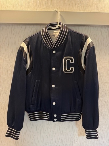 CELINE (セリーヌ) ヘビーサテンクロップドボンバージャケット ネイビー CELINE (セリーヌ) ヘビーサテンクロップドボンバージャケット