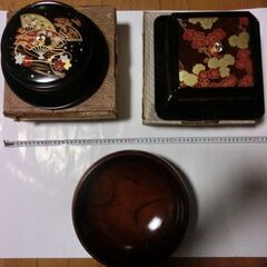 本欅作り漆塗り（けやき）1点、菓子鉢２点、合計3点、★未使用保管...