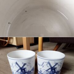 在庫2個 オランダ製 デルフト焼 陶器のプランター ポット 鉢カバー　/TJ-2266 2F北の画像