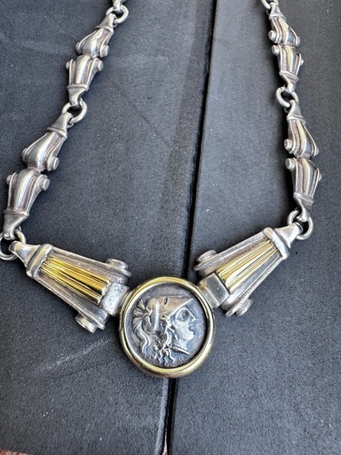 14k金と925シルバーアンティークネックレス