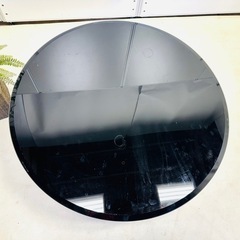 ラウンドテーブルセンター テーブル黒ガラス天板おしゃれの画像