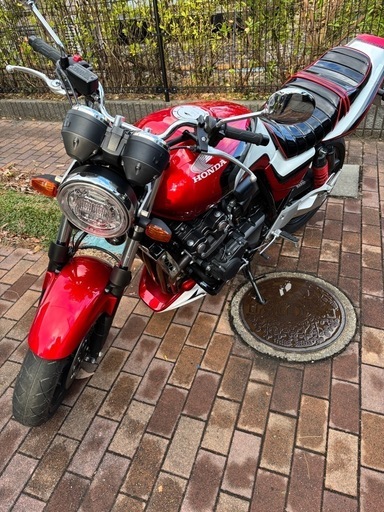 赤パイピング&エナメルレザータックロール　CB400SF